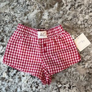 Atlas Grey Red Gingham Pull-On Baby Shorts